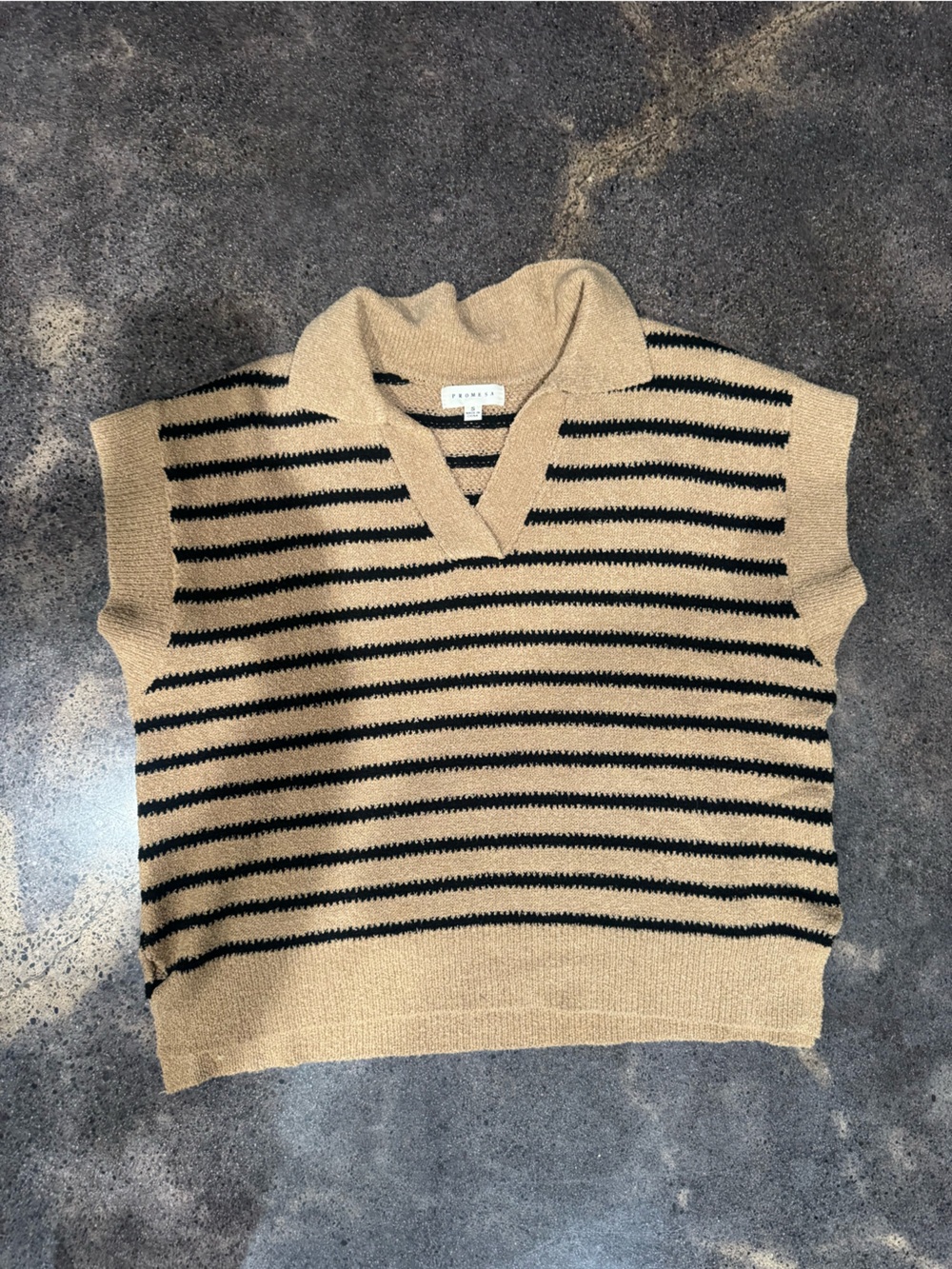 Oversized Brown & Black Striped Short Sweater